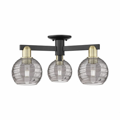 Athens Deco Swirl 3 Light Semi Flush Mount 23.25 Inch Wide by Innovations - 716-3F-BAB-G1213-6SM