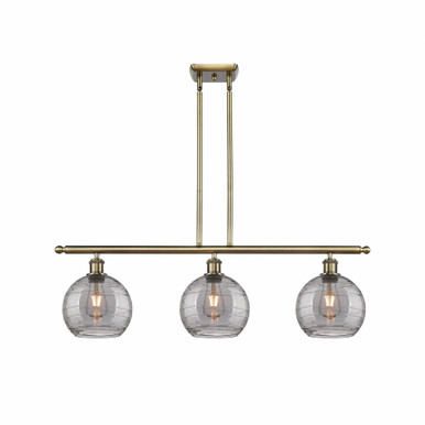 Athens Deco Swirl 3Light Stem Hung Island 10.38 InchX36 Inch by Innovations - 516-3I-AB-G1213-8SM