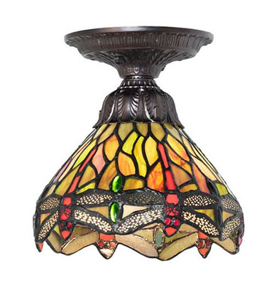 Tiffany Hanginghead Dragonfly 1 Light Flush Mount by Meyda Tiffany 276102 - 276102