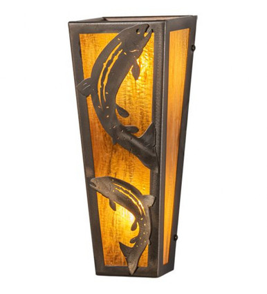 Leaping Trout 2 Light Wall Sconce 12.5 x 5 Inches by Meyda Tiffany - 140840