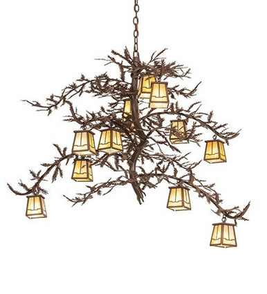 Pine Branch 12 Light Oblong Chandelier 42 x 37 Inches Wide by Meyda Tiffany - 256238