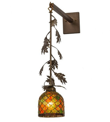 Oak Leaf & Acorn 1 Light Hanging Wall Sconce 28.5 x 6 Inch by Meyda Tiffany - 167468