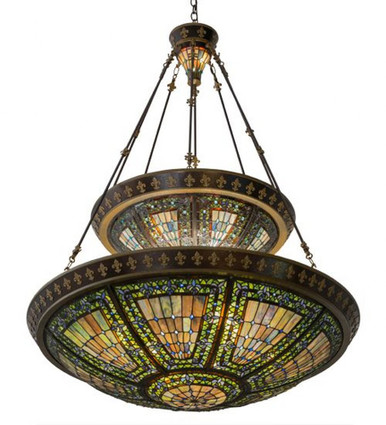 Fleur de lis 12 Light Inverted Pendant 60 x 45 Inches by Meyda Tiffany - 19834