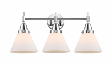 Cone 3 Light Bath Vanity 11.25 Inch Tall and 25.75 Inch Wide by Innovations - 447-3W-PC-G41