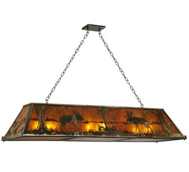 Moose at Lake 9 Light Oblong Pendant 18 x 17.5 Inches by Meyda Tiffany - 136728