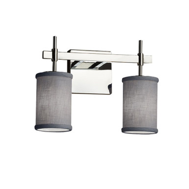 Textile Union 2 Light Cylinder Gray Vanity Light by Justice Design - FAB-8412-10-GRAY