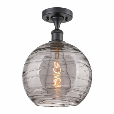 Athens Deco Swirl 1 10 Inch Wide Steel Semi Flush Mount by Innovations - 516-1C-BK-G1213-10SM