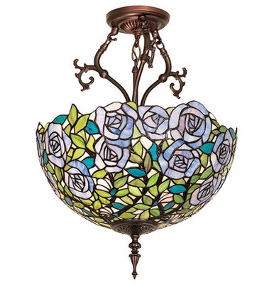 Rose Garden 3 Light Semi Flush Mount 20 x 16 Inches by Meyda Tiffany - 271867
