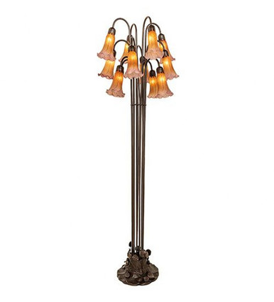 Amber/Purple Pond Lily 12 Light Floor Lamp by Meyda Tiffany - 15946