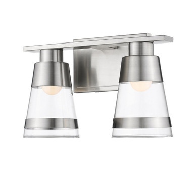 Ethos 16W 2 LED Light Clear Glass Vanity Light by Z Lite - 1921-2V-BN-LED