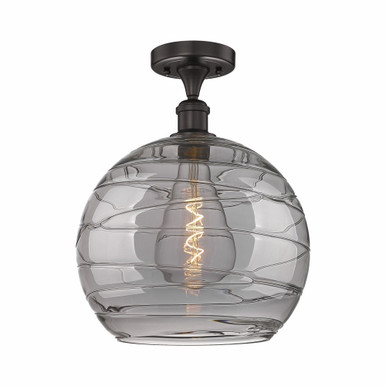 Athens Deco Swirl 1 Light Semi Flush Mount 17.13 X 13.75 by Innovations - 616-1F-OB-G1213-14SM
