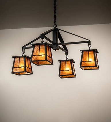 Bungalow Valley View 4 Light Chandelier 25 x 38 Inch Wide by Meyda Tiffany - 275597