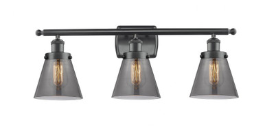 Cone 3 Light Bath Vanity 11 Inch Tall and 26 Inch Wide by Innovations - 916-3W-BK-G63