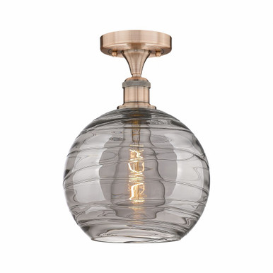 Athens Deco Swirl 1Light Semi Flush Mount 13.63 InchX10 Inch by Innovations - 616-1F-AC-G1213-10SM