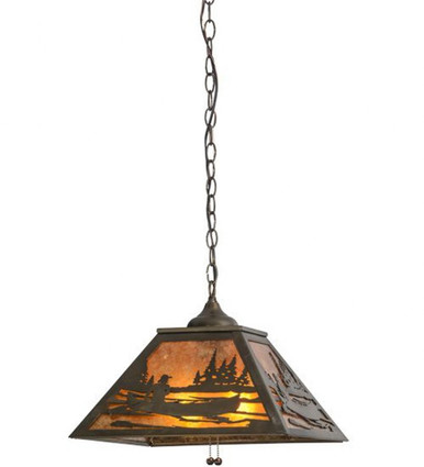 Canoe At Lake 2 Light Pendant 15 x 22 Inch by Meyda Tiffany - 116147