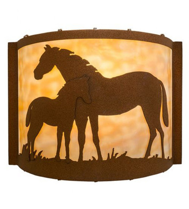 Mare & Foal 1 Light Wall Sconce 9.5 x 11 Inches by Meyda Tiffany - 23899