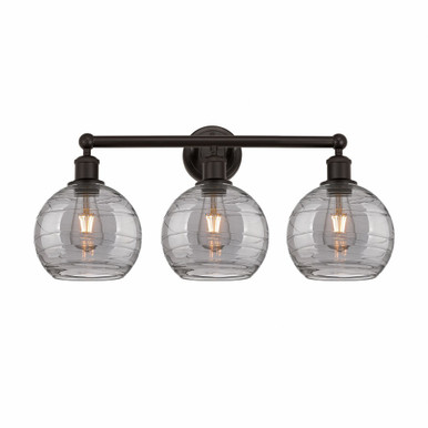 Athens Deco Swirl 3 Light Bath Vanity 12.13 X 26 Inch Wide by Innovations - 616-3W-OB-G1213-8SM