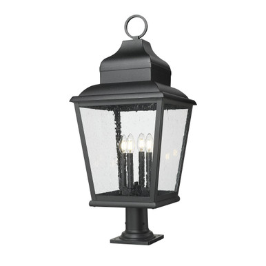 Raphael 4 Light Round Outdoor Pier Mount Fixture 35 Inch Tall by Z Lite - 5029PHXLR-533PM-BK
