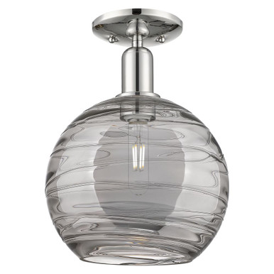 Athens Deco Swirl 1 Light Semi Flush Mount 13.13 X 10 Inch by Innovations - 716-1C-PN-G1213-10SM