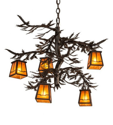 Pine Branch Valley View 5 Light Chandelier 28 x 29 Inch W by Meyda Tiffany - 214291