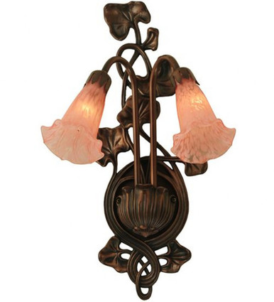 Pink Pond Lily 2 Light Wall Sconce by Meyda Tiffany - 17552