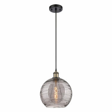 Athens Deco Swirl 1 Light Small Pendant 13 Inch Tall by Innovations - 516-1P-BAB-G1213-10SM