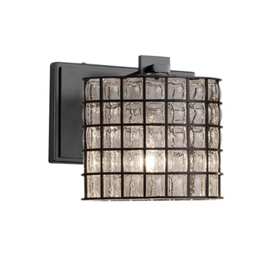 Wire Glass Era 1 Grid with Clear Bubble Wall Sconce by Justice Design - WGL-8447-30-GRCB