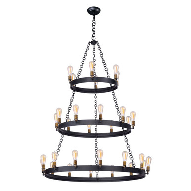 Noble Thirty Light 3 Tier Chandelier 50 Inch wide by 66 Inch high by Maxim - 26278BKNAB