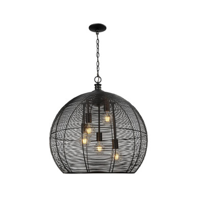 Calypso 5 Light Pendant 25.75 Inch Tall and 24.88 Inch Wide by Golden - 6802-L BLK