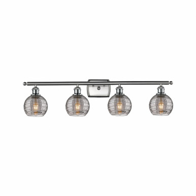 Athens Deco Swirl 4 Light Bath Vanity 9.13 X 35.88 Inch Wide by Innovations - 516-4W-SN-G1213-6SM