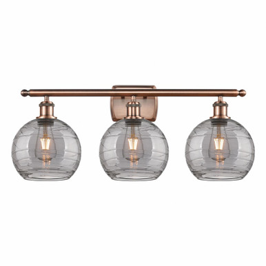 Athens Deco Swirl 3 Light Bath Vanity 10.88 X 28 Inch Wide by Innovations - 516-3W-AC-G1213-8SM