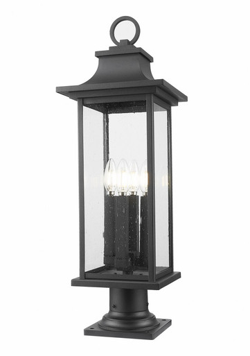 Tiberius 4 Light Outdoor Pier Mount 27.25 Inch Tall X 9 Inch Wide By Z-Lite - 5017PHBR-533PM-BK