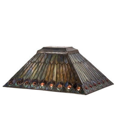 Tiffany Jeweled Peacock 16 Inch Oblong Shade by Meyda Tiffany - 21099