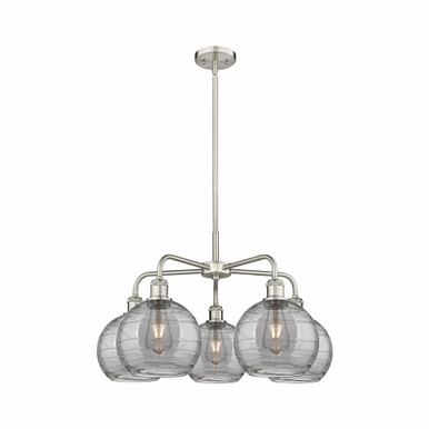 Athens Deco Swirl 5 Light Medium Chandelier by Innovations 516-5CR-G1213-8 - 516-5CR-SN-G1213-8SM