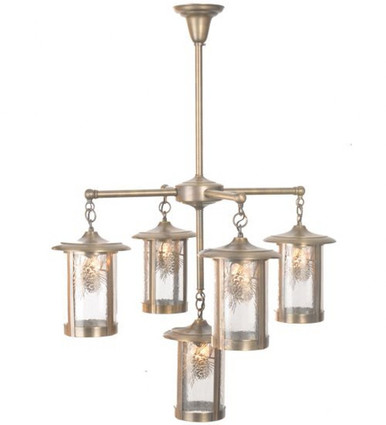 Fulton Winter Pine 5 Light Hanging Lantern Chandelier 41 x 29 Inch by Meyda - 59186