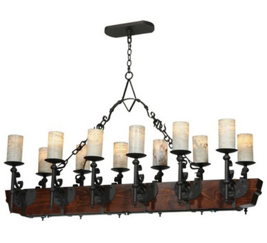 Tudor Jadestone 12 Light Oblong Chandelier 37 x 19 Inch W by Meyda Tiffany - 127483
