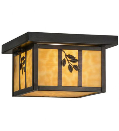 Hyde Park Sprig 1 Light Square Flush Mount 6 x 14 In by Meyda Tiffany 52808 - 52808