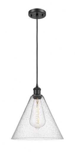 Berkshire Glass 1 Light Cord hung Mini Pendant 13 X 12 by Innovations - 516-1P-BK-GBC-124