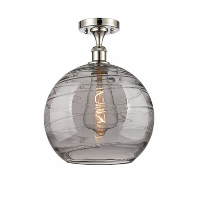 Athens Deco Swirl 1 Light Industrial Semi Flush Mount by Innovations - 516-1C-PN-G1213-12SM