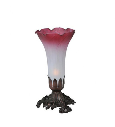 Pink/White Pond Lily 8 Inch 1 Light Accent Lamp by Meyda Tiffany - 15653