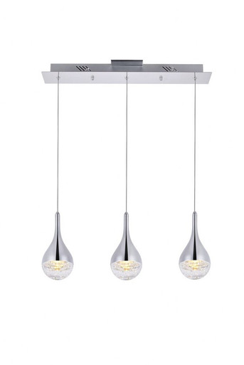 Amherst 3 LED Light Cluster Linear Chandelier by Elegant - 3803d24c