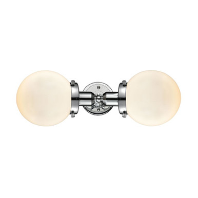 Beacon 100W 2 LED Bath Vanity 6 Inch Tall and 19 Inch Wide by Innovations - 900H-2W-PC-G201-6-LED
