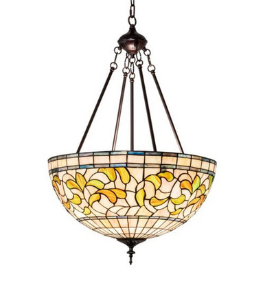 Tiffany Turning Leaf 3 Light Small Chandelier By Meyda Tiffany - 232184