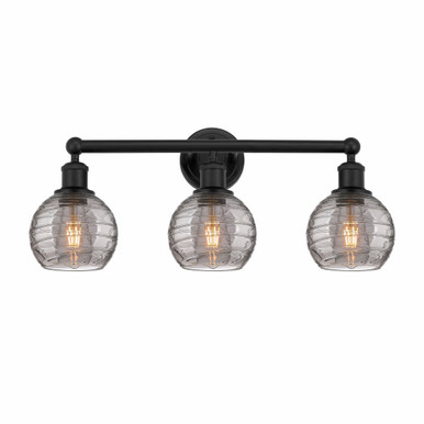 Athens Deco Swirl 3 Light Bath Vanity 10.38 InchX23.88 Inch by Innovations - 616-3W-BK-G1213-6SM