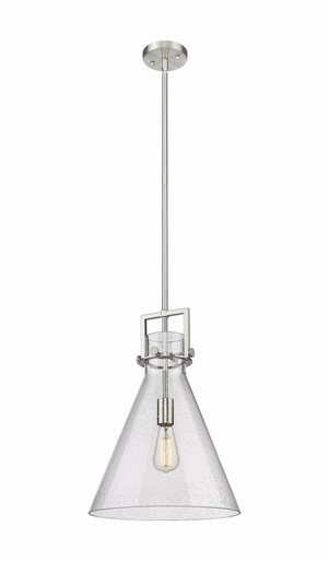 Newton Cone 1 Light Stem Hung Pendant 17 and 14 Inch Wide by Innovations - 411-1SL-SN-G411-14SDY