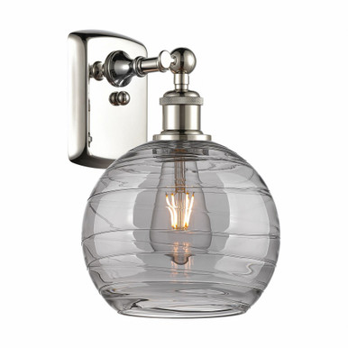 Athens Deco Swirl 1 Light Wall Sconce 13 Inch Tall by Innovations - 516-1W-PN-G1213-8SM