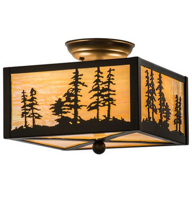 Tall Pines 2 Light Square Flush Mount 9 x 14.25 In by Meyda Tiffany - 167261