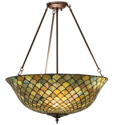 Tiffany Fishscale 3 Light 24 Inch Wide Semi Flush Mount by Meyda Tiffany - 162424