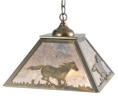 Running Horses 2 Light Pendant 15.5 x 22 Inch by Meyda Tiffany - 109563