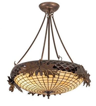 Oak Leaf & Acorn 2 Light Semi Flush Mount 24 x 19 Inches by Meyda Tiffany - 204731